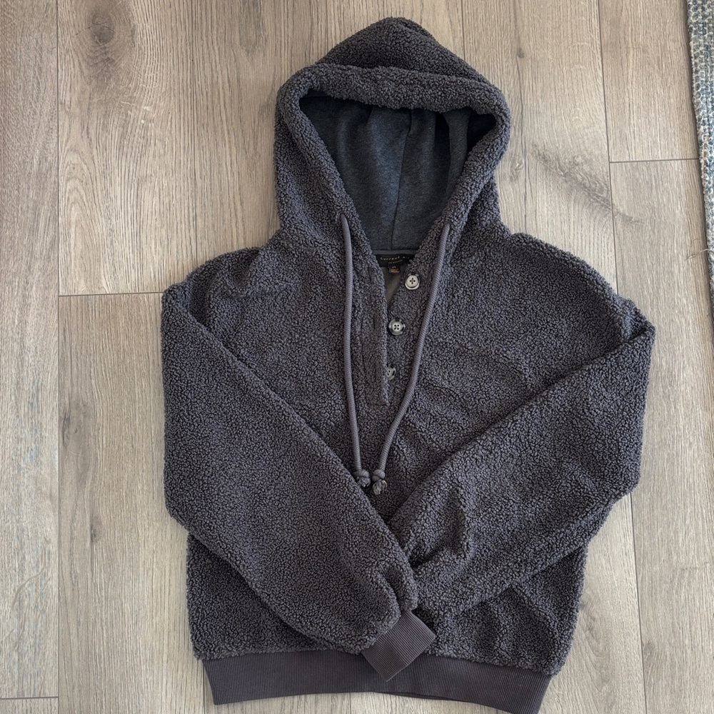 Anthropologie Current Air Charcoal Textured Hooded pullover